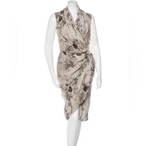 All Saints Skull De Jouy Silk Wrap Dress (US 0)